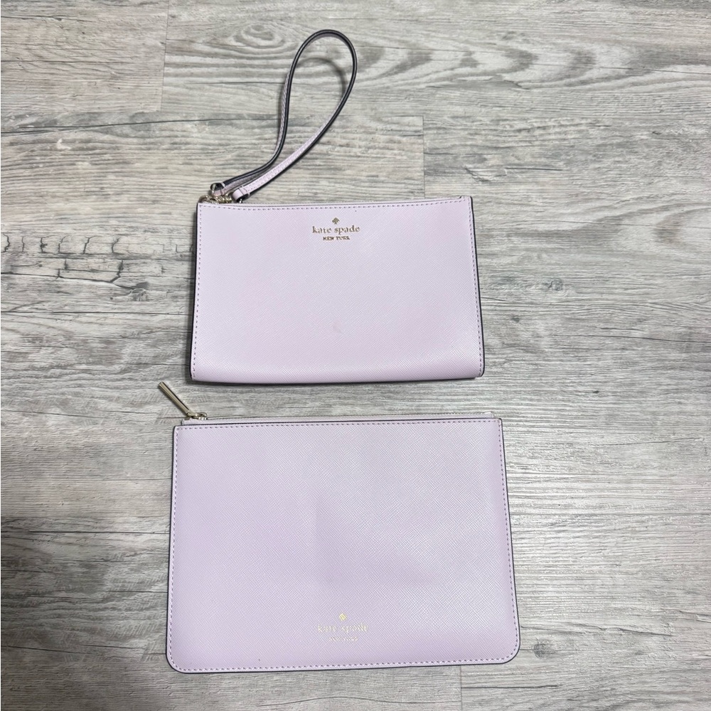 kate spade Lavender Saffiano Wristlet and Pouch Set
